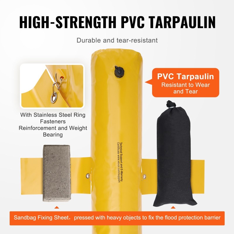 Tulvapussit uudelleenkäytettävät PVC-peitteiset 122×25×17 cm 4 kpl oviaukkoihin ajoteille