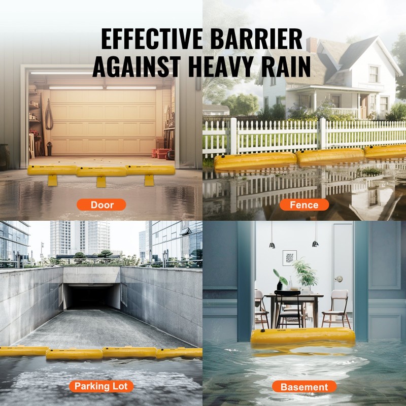 Tulvapussit uudelleenkäytettävät PVC-peitteiset 122×25×17 cm 4 kpl oviaukkoihin ajoteille