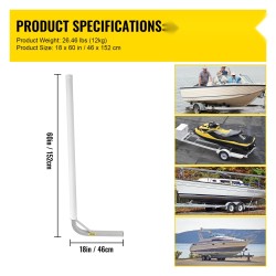 Jauhemaalatut teräksiset venetrailerin ohjainpylväät 152 cm 2 kpl PVC-suojaputket