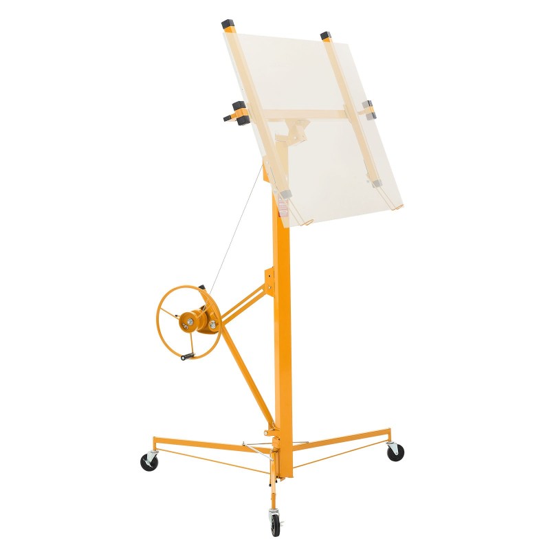 Kipsilevynostin teräsrunko enimmäiskorkeus 4877 mm kantavuus 68 kg teleskooppivarsi lukittavat pyörät