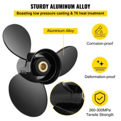 Perämoottorin alumiinipotkuri 3 lapaa 14,5 tuumaa 19 nousu 19 hammastusta oikeakätinen