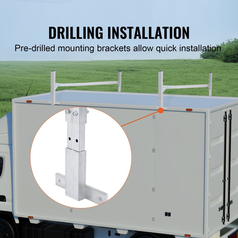 Pakettiauton kattoteline alumiiniseosinen 2 kpl säädettävä 1300–2060 mm 181 kg pora-asennus