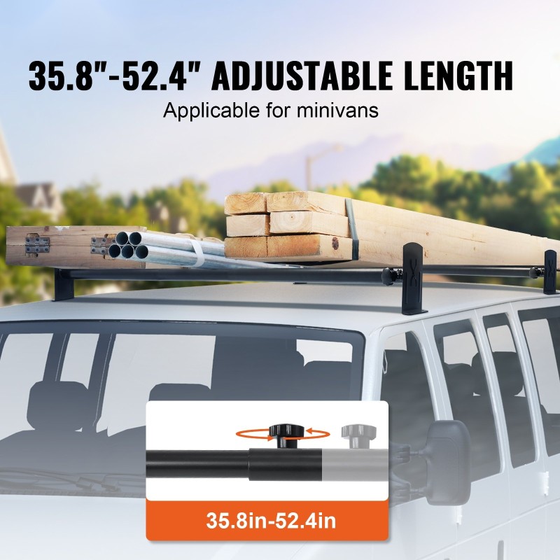 Pakettiauton kattotelineet tikkaiden kuljetukseen seosteräksiset galvanoidut 2 poikkipalkilla 910–1330 mm 227 kg