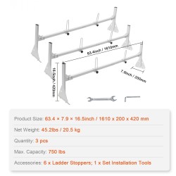 Galvanoitu teräs kattoteline täysikokoiselle pakettiautolle kolme poikkipalkkia sadevesikourukiinnitys kolmesataaneljäkymmenen