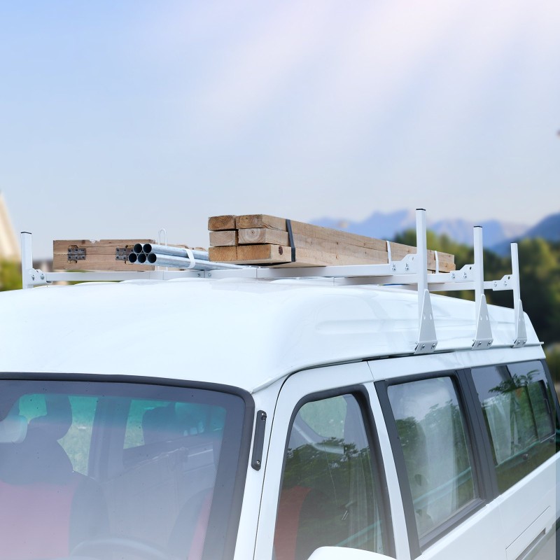 Galvanoitu teräs kattoteline täysikokoiselle pakettiautolle kolme poikkipalkkia sadevesikourukiinnitys kolmesataaneljäkymmenen