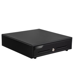 Kassalaatikko teräsrunko muovinen lokerikko viisi setelolokeroa kahdeksan kolikkolokeroa avainlukko