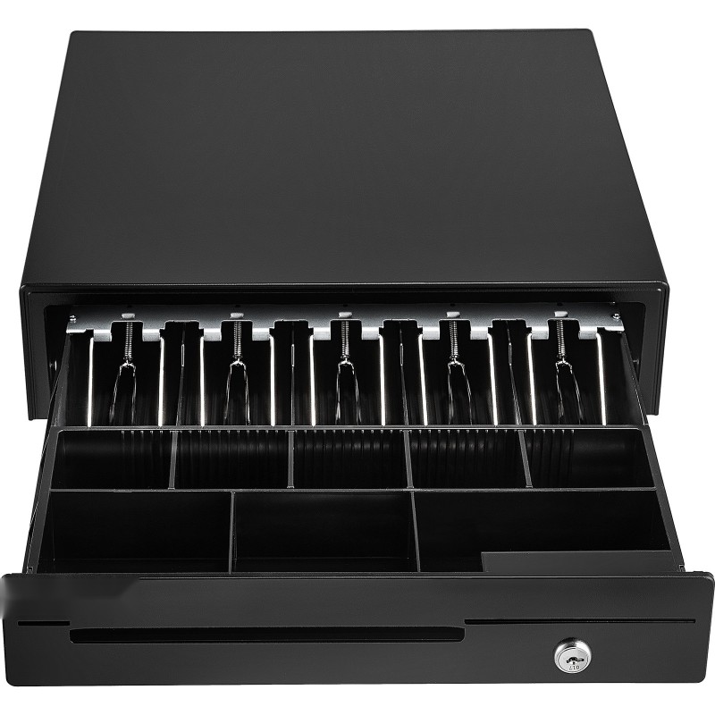 Kassalipas teräsrunko ABS-muoviset lokerot 5 setelolokeroa 8 kolikkolokeroa 12 V