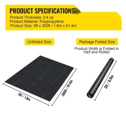 Rikkaruohokangas kudotusta polypropeenista rullalla 182,9 x 9144 cm 68 g/m²