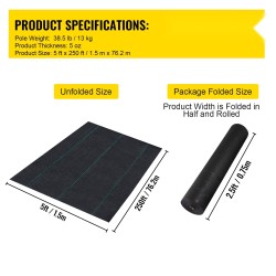 Rikkaruohokangas 5 unssin kudottu polypropeeni 1,5 x 76,2 m puutarhaan