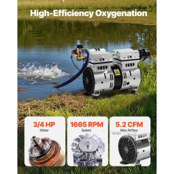 Lampeaerointijärjestelmä 550 W 5,2 CFM 1–3 eekkerin ja 50 jalan lammille