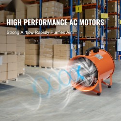 Kannettava teräsrunkoinen aksiaalipuhallin 254 millimetrin halkaisija 255 watin teho 10 metrin ilmastointiletku
