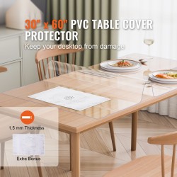 Pöydänsuoja PVC läpinäkyvä 762x1524 mm 1,5 mm paksu leikattava