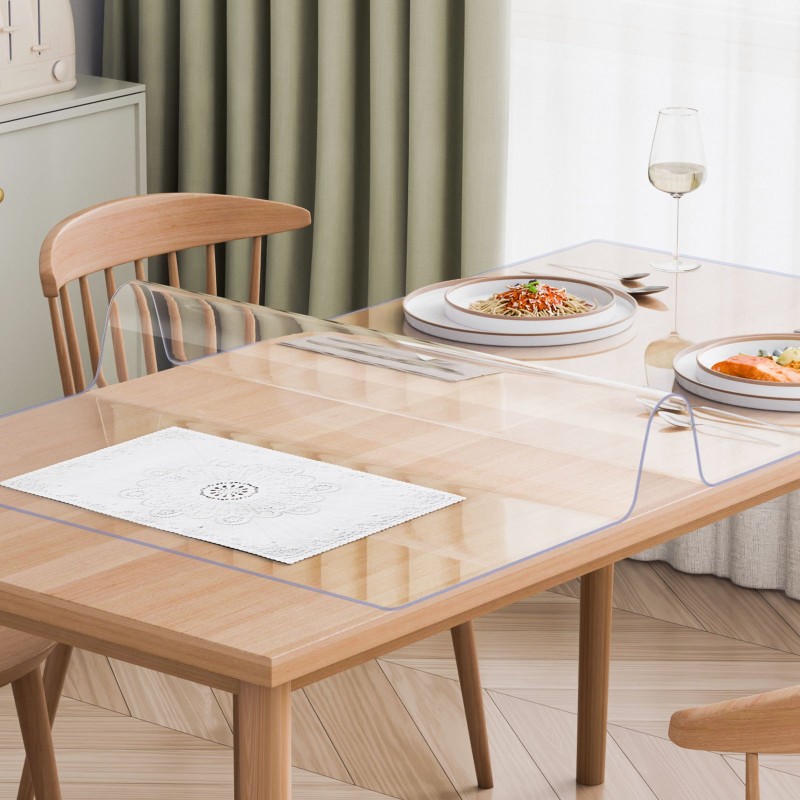 PVC-pöytäsuoja läpinäkyvä 2 mm 1016 x 1524 mm leikattava ruokapöydälle