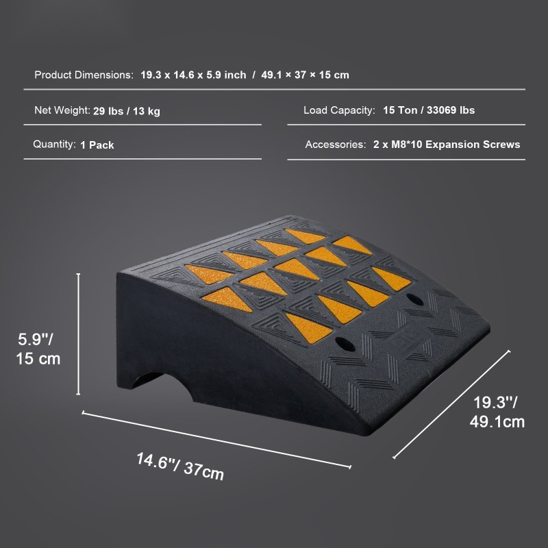 Kumiramppi luonnonkumista nousukorkeus 15,2 cm 49,1 x 37 cm reunakiville yhden kappaleen