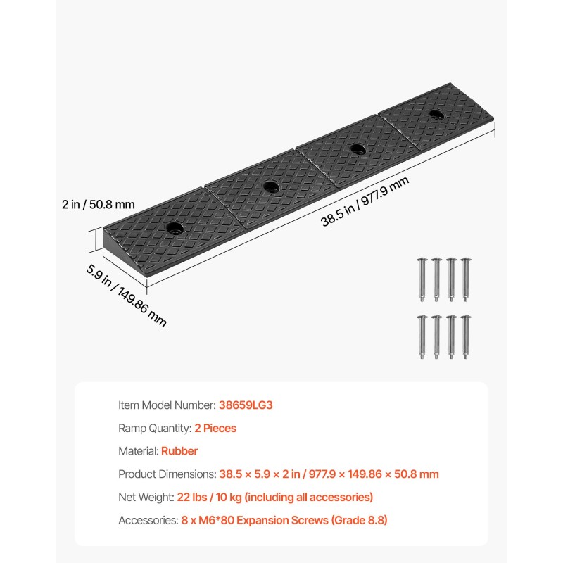 Kuminen kynnyssilta 2 kpl 50,8 mm nostokorkeus 15 t kantavuus pyörätuoleille