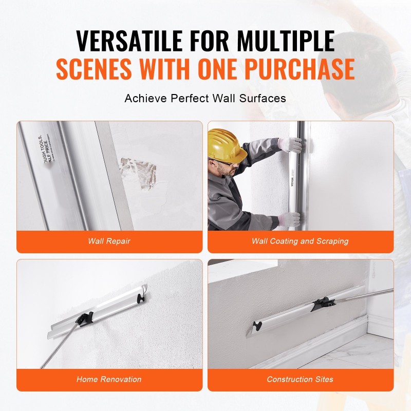 Tasoitusterä 1219 mm ruostumaton 0,5 mm terä alumiinirunko teleskooppiyhteensopiva kipsilevyille