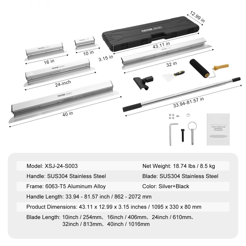 Tasoituslastasetti ruostumatonta terästä 5 kpl 0,5 mm säilytyslaatikko seinien ja kattojen tasoitukseen