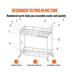 Tarjoiluvaunu kaksitasoinen kullanvärinen teräsrunko karkaistut lasihyllyt lukittavat pyörät viiniteline 4 pullolle