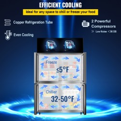 Pystymallinen jääkaappi-pakastin ruostumatonta terästä 780L neljä ovea liikekäyttöön