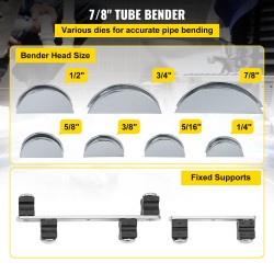 Putkentaivutin alumiiniseos 8–22 mm 7 taivutuspäätä räikkämekanismilla 90 asteen taivutukseen