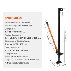 Maataloustunkki teräsrunkoinen 3,18 tonnia kapasiteetti 750 mm vipuvarsi