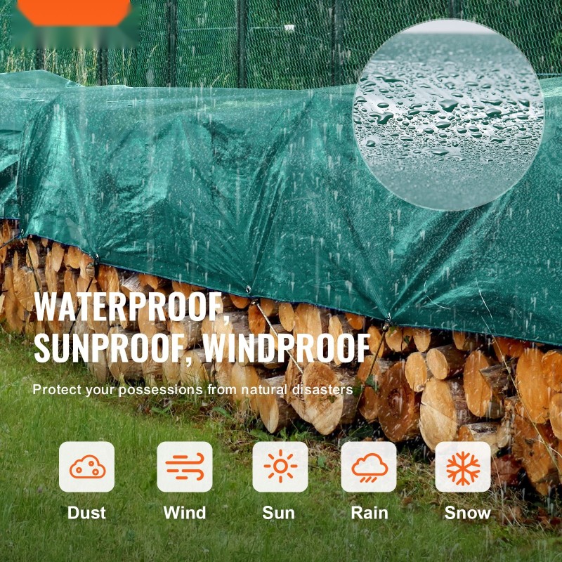 PVC-peite 5 x 9 m vedenpitävä vahvistetuilla reunoilla purjerenkaat 1 m välein