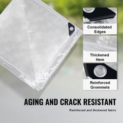 Läpinäkyvä PVC-pressu 3 x 4 m metallisilla purjerenkailla 100% vedenpitävä ulkokäyttöön