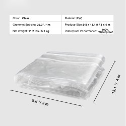 Läpinäkyvä PVC-pressu 3 x 4 m metallisilla purjerenkailla 100% vedenpitävä ulkokäyttöön