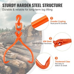 Teräksiset lokikahmarit 18 tuuman kaksikouraiset 350 kg kantavuus pyörivällä nostorenkaalla