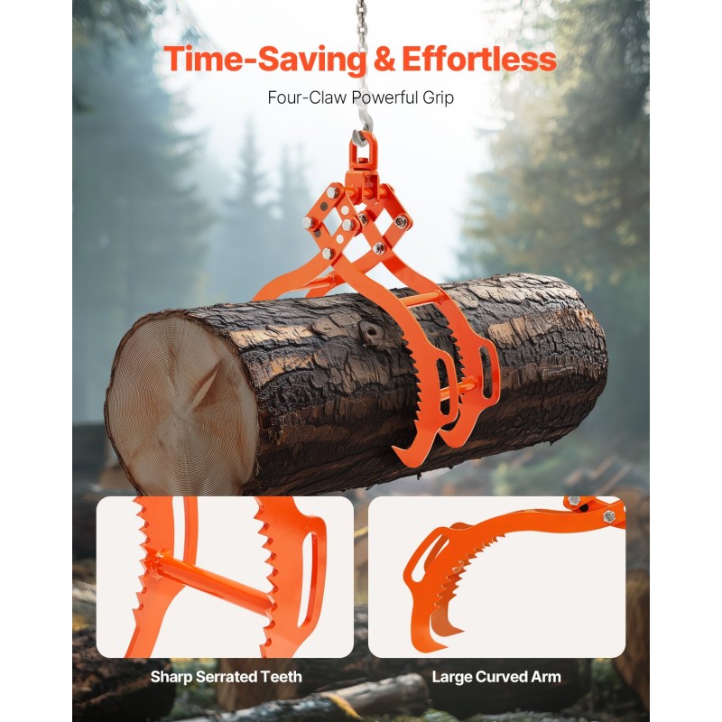 Nostopihdit teräksiset 32 tuumaa nelikyntiset tukinostoihin 1000 kg