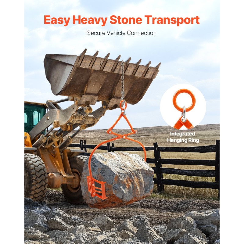 Kivinostopihdit teräs 609 mm 500 kg kantavuus kaksileukainen hammastettu