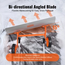 Lumityöntäjä 30-tuumainen kestävä alumiiniterä U-muotoinen kahva 7-tuumaiset pyörät