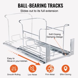 Ulosvedettävä jäteastia alakaappiin kaksi 35 litran polypropeenisäiliötä rautarunko