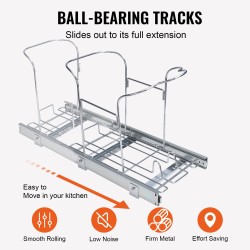 Vedettävä jäteastia 29 l PP-astiolla rautarungolla liukukiskoilla kahvalla alakaappiin