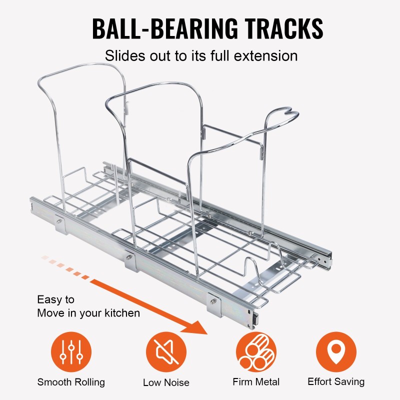 Vedettävä jäteastia 29 l PP-astiolla rautarungolla liukukiskoilla kahvalla alakaappiin