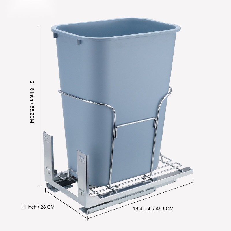 Ulosvedettävä alakaapin jäteastia 35 litraa yksittäisellä säiliöllä rautarungolla ovikiinnikkeellä