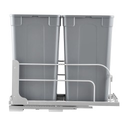 Ulosvedettävä jäteastia keittiökaappiin kaksiosainen 51 litraa PP-muovi harmaa pehmeäsulkeutuvat kiskot ovikiinnityssarja