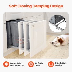 Ulosvedettävä kaksiosainen jäteastia polypropeeninen keittiökaappiin pehmeät kiskot