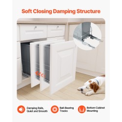 Ulosvedettävä alakaapin jäteastia PP-muovi kolmenkymmenen kilogramman kantavuus pehmeästi sulkeutuvat rautakiskot