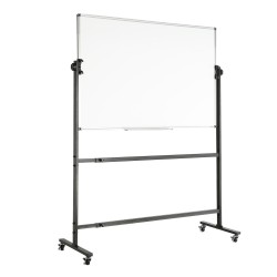 Kaksipuolinen magneettinen valkotaulu 48x32 tuumaa korkeussäädettävä pyörillä irrotettavalla tarviketasolla