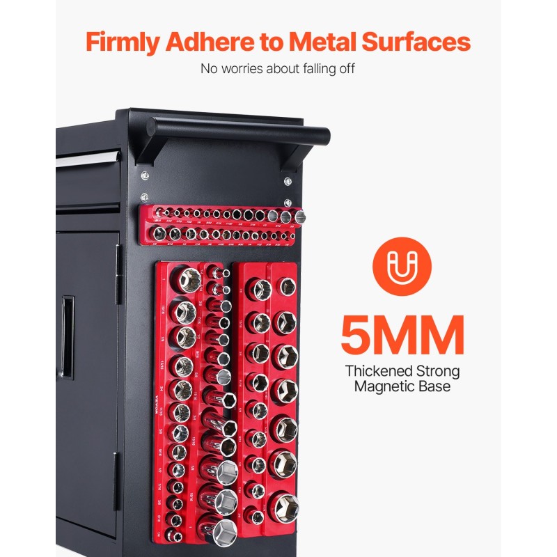 Hylsyjärjestelijäsarja magneettinen ABS-muovinen 3 kpl SAE jopa 68 hylsylle punainen