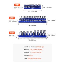 Magneettinen hylsyjärjestelijä 8 osaa muovi kumimagneetti metrinen ja tuumakoko 199 hylsylle