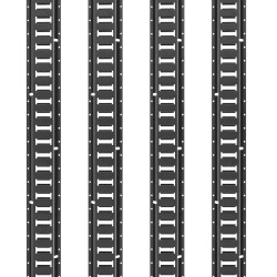 E-kisko kuormansidontasetti teräs 4 kiskoa 1,52 m 2 räikkähihnaa 18 osaa