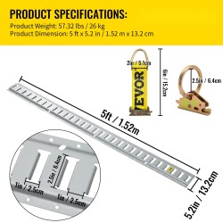 E track sidontakiskosarja teräksinen 8 kiskoa 1524 mm 34 osaa kuormansidontaan