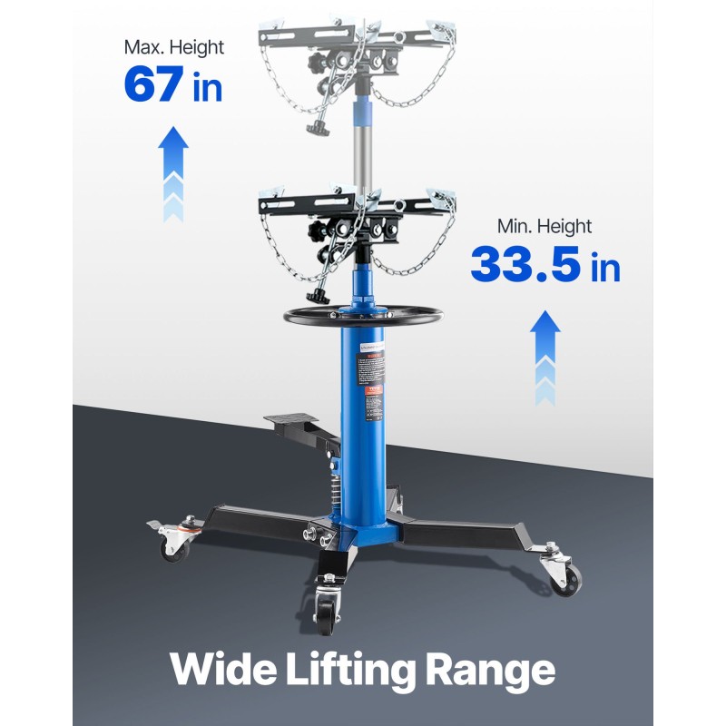 Hydraulinen teräs teleskooppinen vaihteistonostin 0,5 tonnia 85–170 cm säädettävä satula jalkapoljin