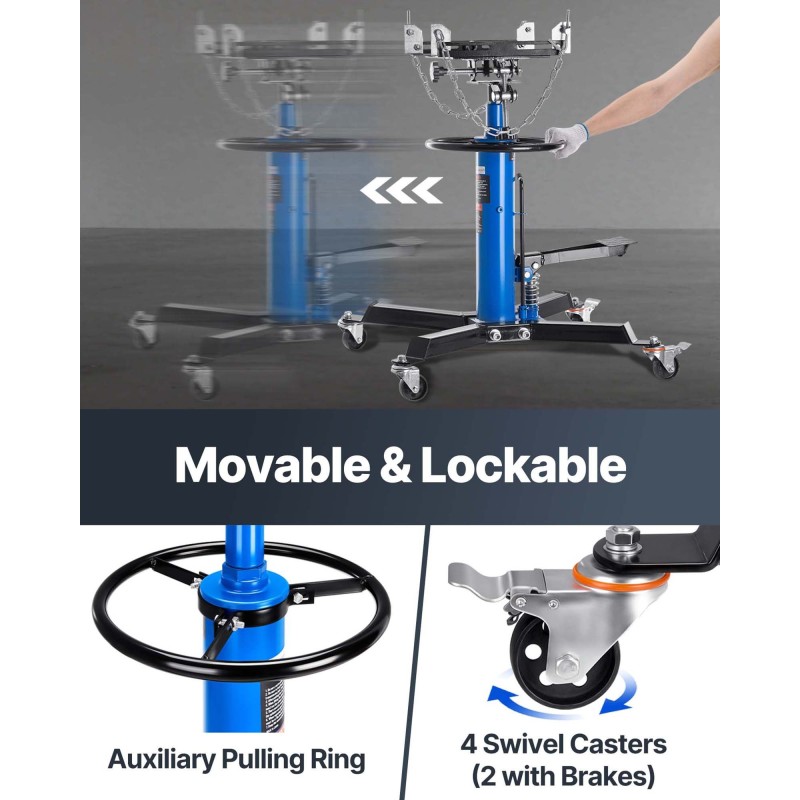 Hydraulinen teräs teleskooppinen vaihteistonostin 0,5 tonnia 85–170 cm säädettävä satula jalkapoljin