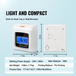 Leimauskello ABS-muovinen 6 leimausta päivässä 102 aikakorttia toimistoon