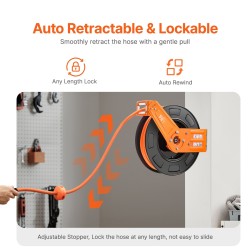 Ilmaletkukela teräskela 3/8 tuumaa 19,8 m hybridipolymeeri 300 PSI automaattinen