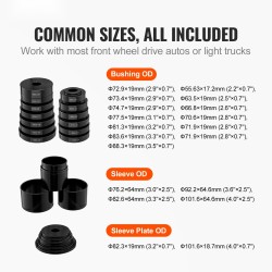 Pyöränlaakerien puristinsarja 24-osainen 13 holkkia 2,2–3,5 tuumaa etuvetoisille autoille