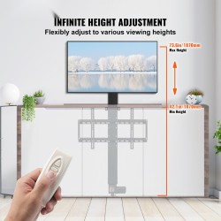 Moottoroitu alumiiniseos TV-nostin säädettävä 107–187 cm korkeudelle enintään 60 tuuman televisioille